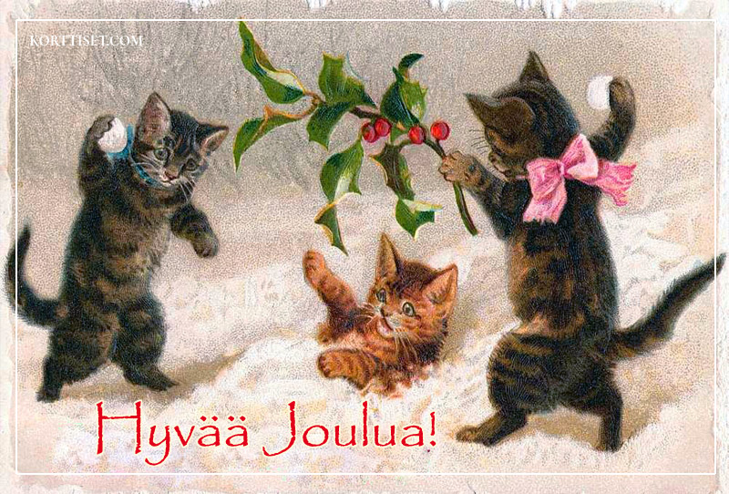 Lataa ja lähetä ilmainen Vanha joulukortti kissat netistä
